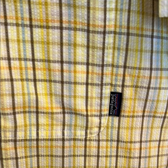 Patagonia Organic Cotton Yellow Plaid Button Front Short Sleeve Shirt XXL - Picture 5 of 8